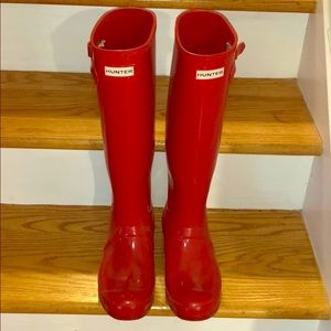 Tall red Hunter boots